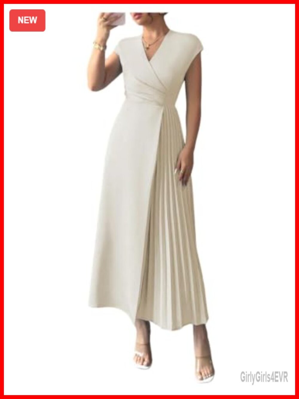 Cap Sleeve Belted Maxi Dress V-Neck Wrap Formal Elegant Women's